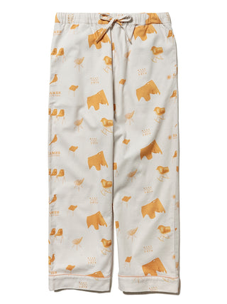 EAMES Chair Motif Men's Lounging Pajama Pants with Mid-Century Style Prints in Orange on 100% Recycled Cotton Fabric