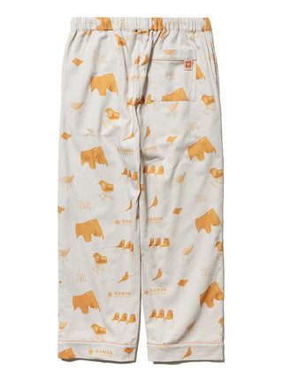 EAMES Chair Motif Men's Pajama Pants in beige with orange print, mid-century style, made of 100% recycled cotton.