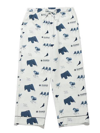 EAMES Chair Motif Men's Lounging Pajamas with Mid-Century Style Prints in Navy, 100% Recycled Cotton, Comfortable Loungewear