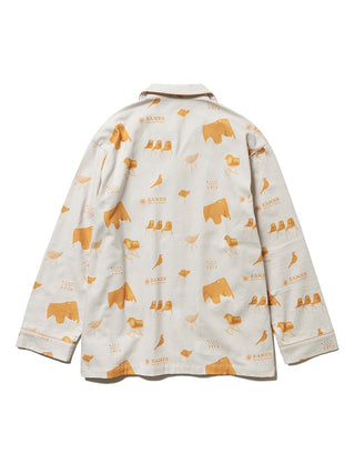EAMES Chair Motif Men's Pajama Shirt with orange chair print, 100% cotton, mid-century style back view.