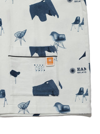 EAMES Chair Motif Men's Pajama Shirt with mid-century chair print and pocket detail, crafted with sustainable cotton by GELATO PIQUE.