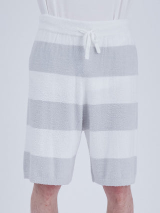 Men's Smoothie 2 Stripe Lounge Shorts in white and gray, featuring comfortable smooth fabric, perfect for spring and summer lounging.