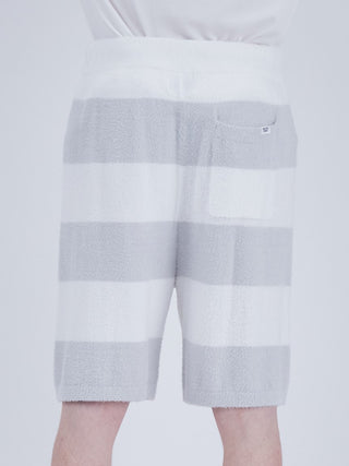 Men's Smoothie 2 Stripe Lounge Shorts in white and grey, featuring soft fabric ideal for spring lounging and versatile style.