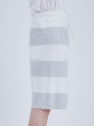 Men's Smoothie 2 Stripe Lounge Shorts in white and grey, made from smooth fabric for spring and summer comfort and style.