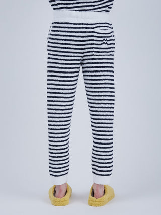 Men's Baby Moco Duck Stripe Lounge Pants with playful duck tail detail, featuring plush striped design and cozy fit.