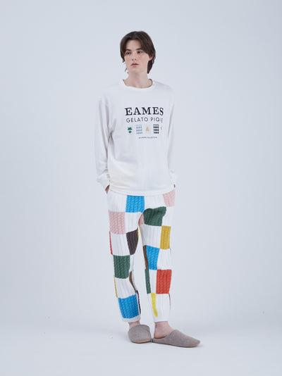 EAMES Air Moco Check-Patterned Fluffy Long Pants gelato pique