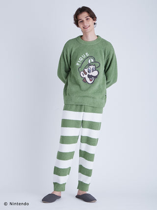 Super Mario Men's Jacquard Pullover and Long Pants Set by Gelato Pique US a special collection of Super Mario pullovers and pants that is made from Gelato pique's signature Baby Moko fabric.