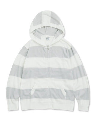 MENS Smoothie 2 Striped Zip Up Hoodie, grey and white stripe, casual style with zip closure and hood for comfort.