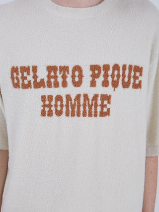 Close-up of Smoothie Logo Mens Loungewear Top with textured fabric and Gelato Pique Homme text.