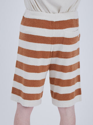 Smoothie Logo men's shorts with brown and white stripes, crafted for comfort and style in spring and summer loungewear.