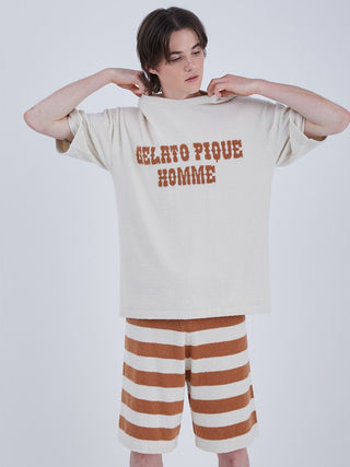 Men's Smoothie Logo Loungewear Set with striped shorts and graphic tee for summer comfort and style.