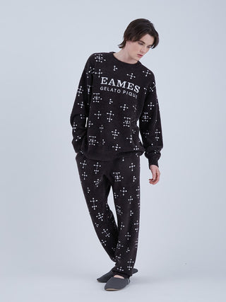 EAMES MENS Smoothie Jacquard Pullover Sweatshirt in black with iconic dot pattern, mid-century style, made from recycled PET bottle polyester.