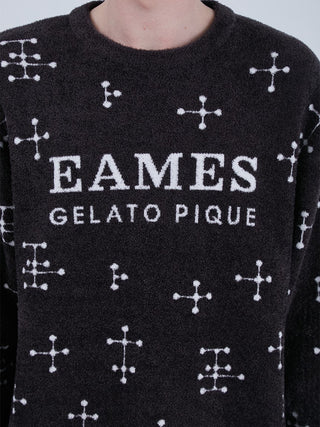 EAMES Mens Pullover in Smoothie Jacquard featuring mid-century dot pattern and 'EAMES Gelato Pique' text on the chest.