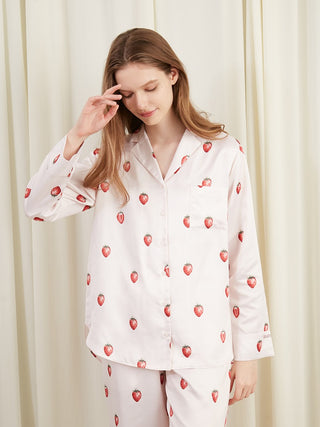Strawberry Print Satin Shirt - Gelato Pique