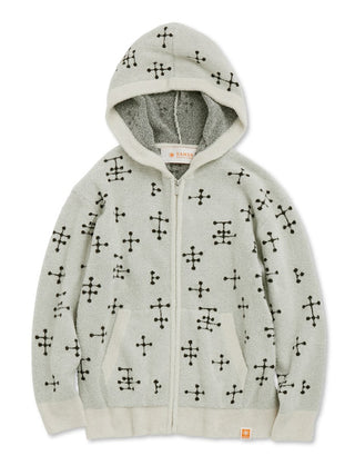 EAMES Smoothie Women's Zip Up Hoodie with vintage dot pattern, cozy loungewear design.