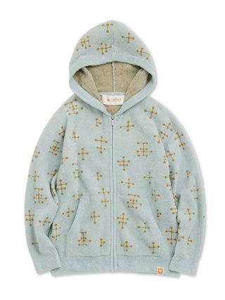 EAMES Smoothie Women's Zip Up Hoodie with mid-century dot pattern design in plush fabric, ideal for loungewear and casual outings.