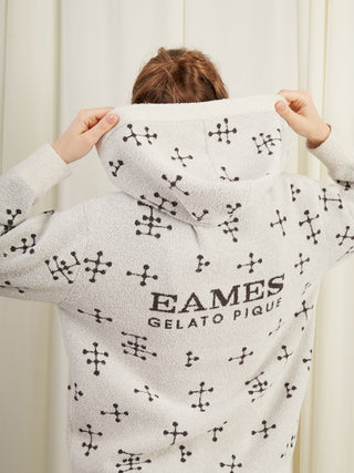 EAMES Smoothie Women's Zip Up Hoodie with iconic dot pattern, showcasing mid-century design for a cozy loungewear look.