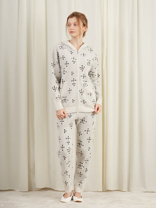 EAMES Smoothie Women's Zip Up Hoodie with vintage dot pattern, featuring cozy loungewear style for casual outings or relaxing at home.