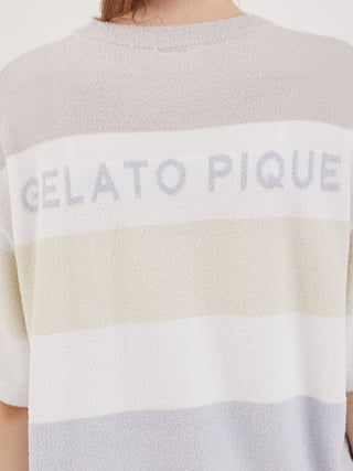 Pastel striped pullover from Gelato Pique featuring 'Smoothie Family Border' design in cozy loungewear style.