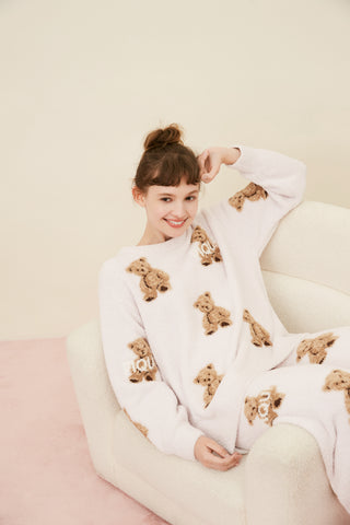 Baby Moco Bear Pattern Fuzzy Pullover