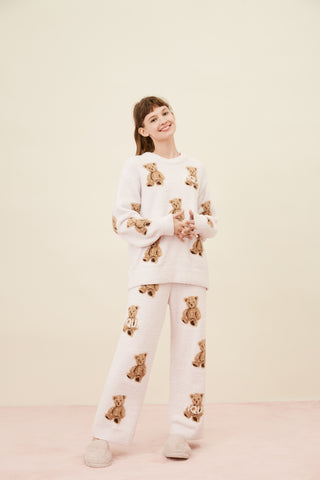 Baby Moco Bear Pattern Fuzzy Pullover