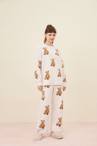 Baby Moco Bear Pattern Fuzzy Pullover