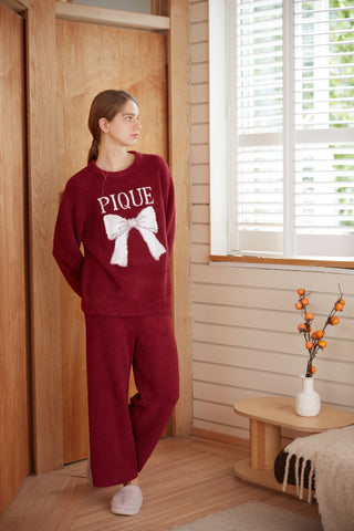 Ribbon Pullover Sweater & Long Pants Set