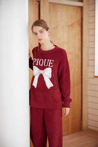 Ribbon Pullover Sweater & Long Pants Set