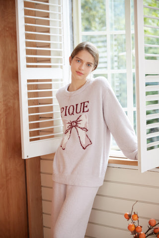 Ribbon Pullover Sweater & Long Pants Set