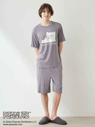 [PEANUTS] [HOMME] Cooling Rayon One point printed T-Shirt