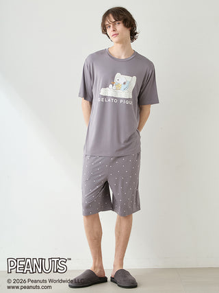 [PEANUTS] [HOMME] Cooling Rayon One point printed T-Shirt