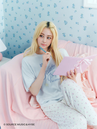 [LE SSERAFIM] Flower Jacquard Pullover & Shorts Set - view 4