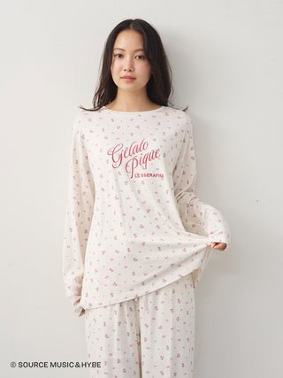 [LE SSERAFIM] Disty Floral Print Long-sleeved T-shirt - view 22