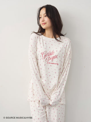 [LE SSERAFIM] Disty Floral Print Long-sleeved T-shirt - view 23