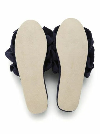 Bottom view of Airy Moco Tiered House Slippers with plush texture and durable sole, perfect for cozy loungewear.