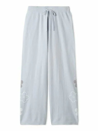 Airy Moco Flower Jacquard Lounge Pants in Blue, Women's Loungewear Pants Pajamas & Sleep Pants at Gelato Pique USA