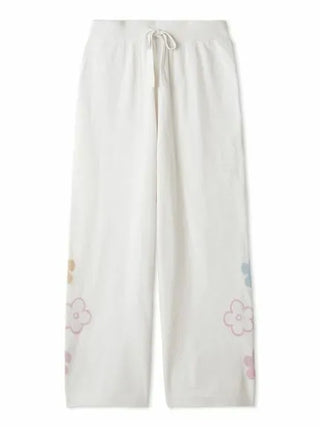 Airy Moco Flower Jacquard Lounge Pants in Ivory, Women's Loungewear Pants Pajamas & Sleep Pants at Gelato Pique USA