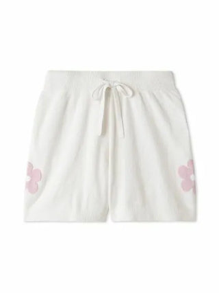 Airy Moco Flower Jacquard Lounge Shorts in Ivory, Women's Loungewear Shorts at Gelato Pique USA