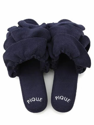 Navy Airy Moco Tiered House Slippers by Gelato Pique with plush cloud-like texture and unique tiered design on the upper part.