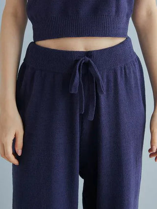 Airy Moco Flower Jacquard Lounge Pants in Navy, Women's Loungewear Pants Pajamas & Sleep Pants at Gelato Pique USA