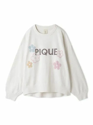 Airy Moco Flower Logo Jacquard Pullover Sweater by Gelato Pique features soft, breathable fabric with playful floral design and logo.