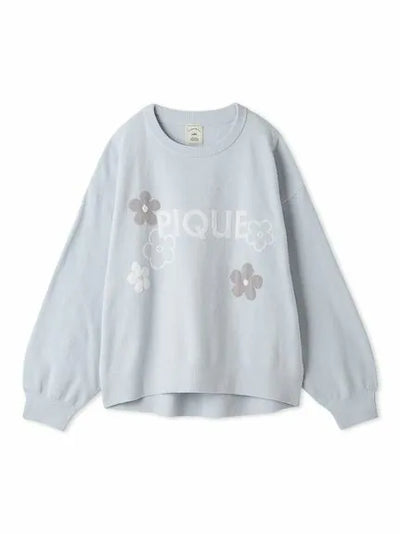 Airy Moco Flower Logo Jacquard Pullover Sweater gelato pique