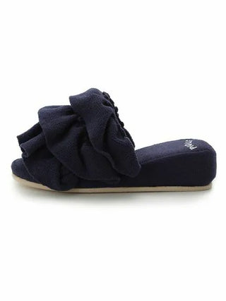 Airy Moco Tiered House Slippers in navy with plush, cloud-like texture, showcasing a unique tiered design for ultimate comfort.