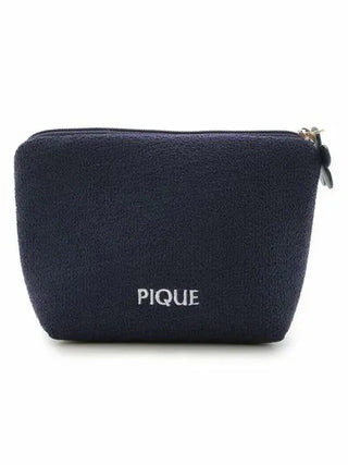 Navy Airy Moco Flower Pouch by Gelato Pique with soft plush fabric and delicate flower appliqués, ideal for stylish storage of essentials.