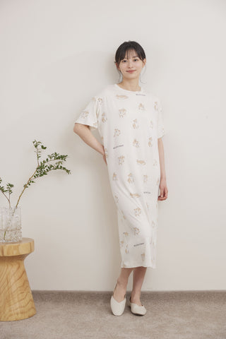 Shiba Inu Pajama Dress- Women's Lounge Dresses & Jumpsuits at Gelato Pique USA