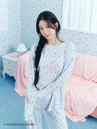 [LE SSERAFIM] Disty Floral Print Long-sleeved T-shirt gelato pique