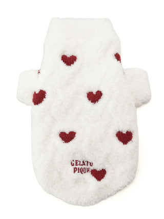 [CAT&DOG] Heart Aran Cozy Fleece Jumpsuit Pet Clothes in off-white, Premium Luxury Pet Apparel, Pet Clothes at Gelato Pique USA.