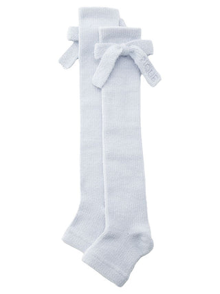 Ribbed Knit Knee-High Socks with Bow Accent in Blue, Cozy Women's Loungewear Socks at Gelato Pique USA