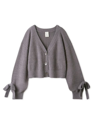 Tie Sleeve Knit Cropped Cardigan in Charcoal Gray, Comfy and Luxury Women's Loungewear Cardigan at Gelato Pique USA