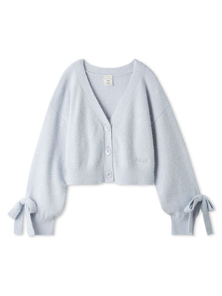 Tie Sleeve Knit Cropped Cardigan in Blue, Comfy and Luxury Women's Loungewear Cardigan at Gelato Pique USA